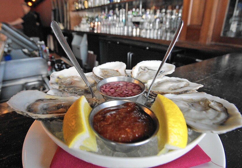 The oysters served at The Proper in La Cañada Flintridge are flown in fresh daily.