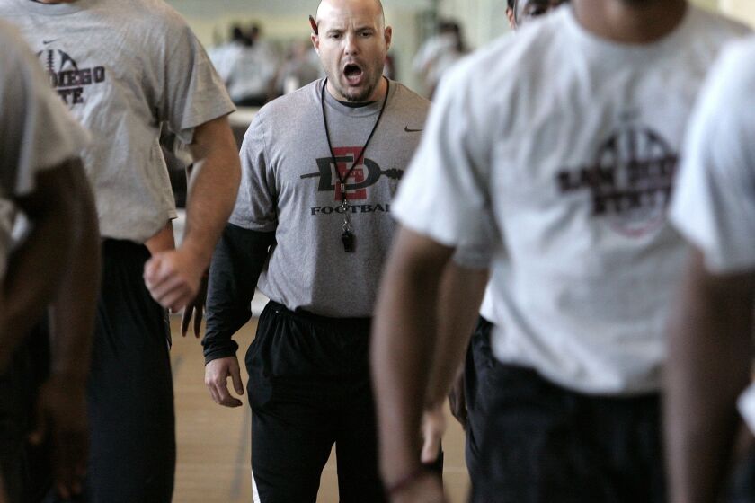 SDSU strength coach Rick Court said his workouts are fast-paced and high-intensity.