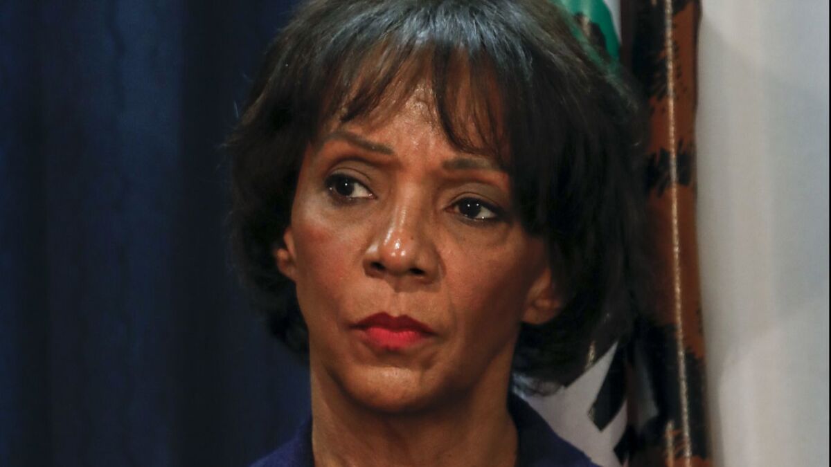Los Angeles County Dist. Atty. Jackie Lacey appears at a 2018 news conference.