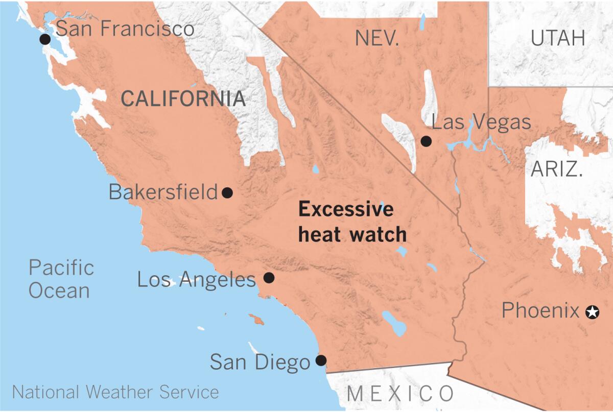 An excessive heat watch has been issued for a vast area over the Labor Day weekend.