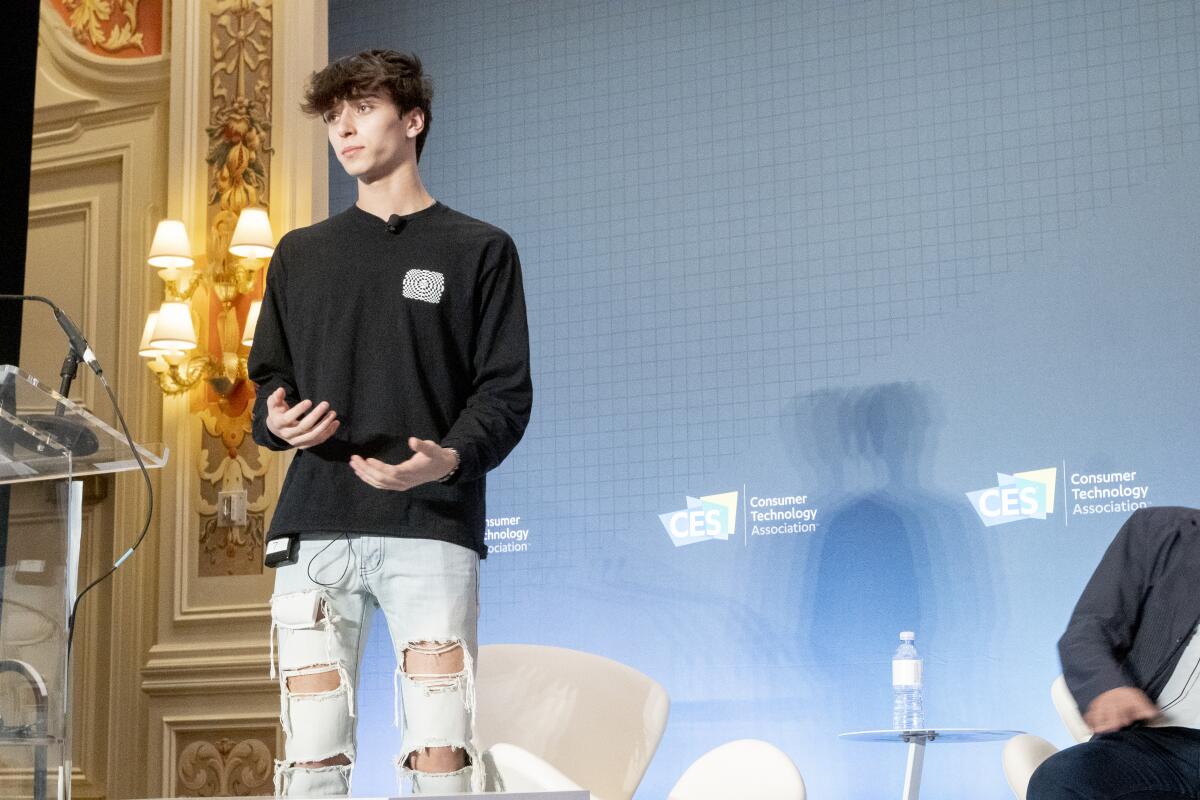 TikTok influencer Josh Richards speaks at CES in January.