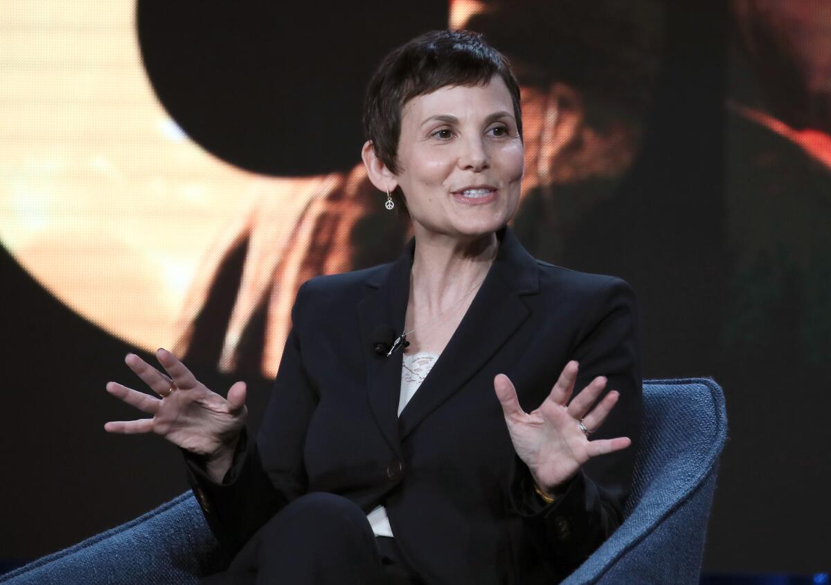 Julie McNamara speaks during the CBS All Access segment of the 2020 Winter TCA Tour in Pasadena.