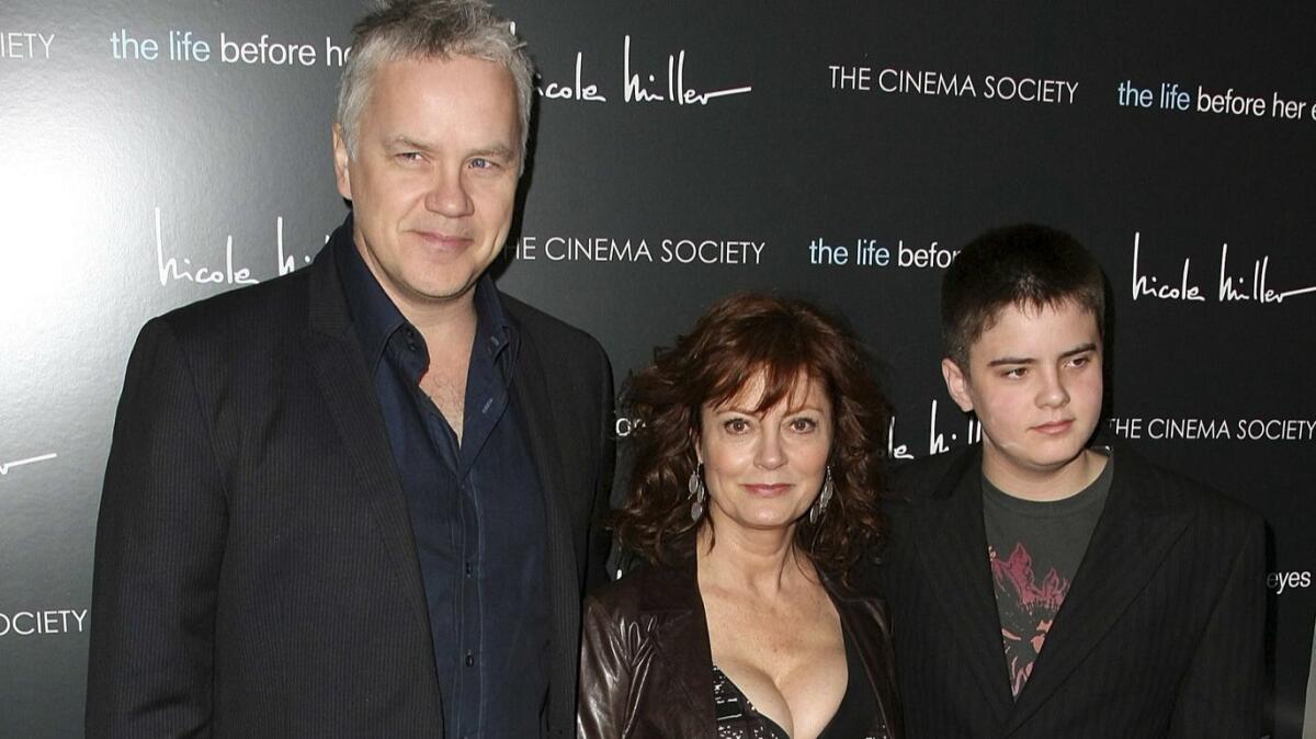 Tim Robbins, Susan Sarandon and son Miles attend a screening in 2008.