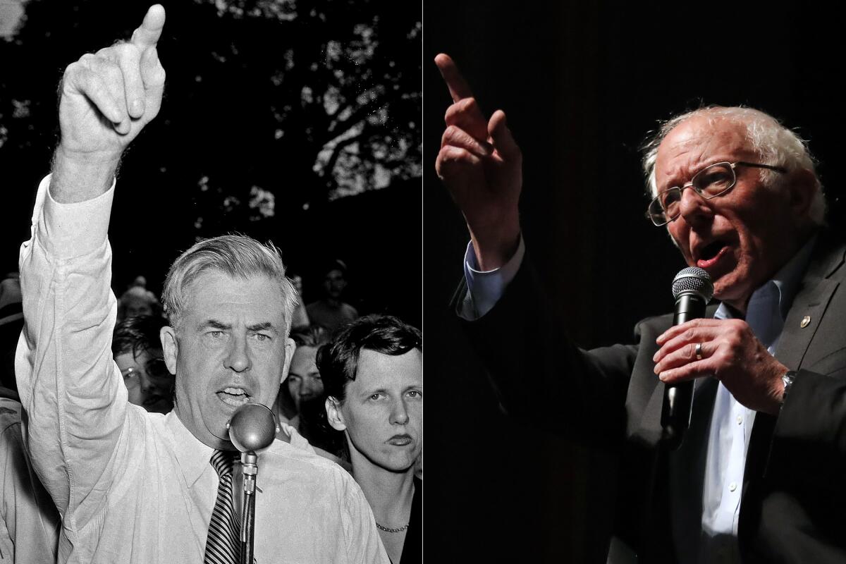 Henry A. Wallace, left, snubbed by the Democrats in 1944, became the Progressive Party's presidential candidate in 1948. Democratic presidential candidate Bernie Sanders is meeting similar resistance from the party establishment.
