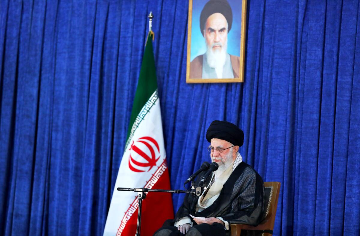  Iran’s Supreme Leader Ayatollah Ali Khamenei during a speech Saturday