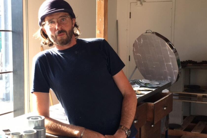 Artist Frédérick Gautier in his studio by the L.A. River.