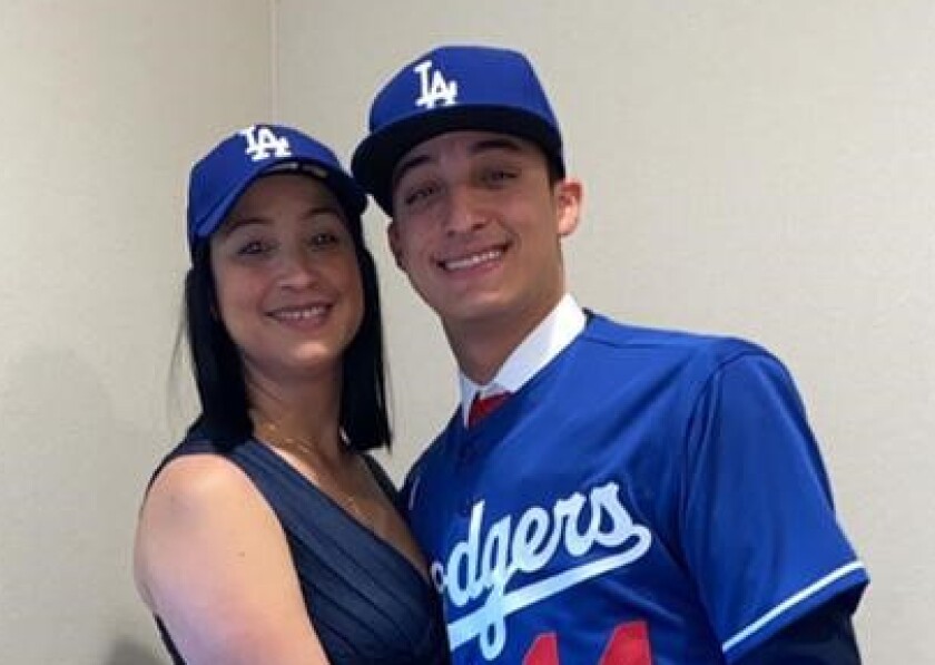Dodgers prospect Jesus Galiz and his mother, Minaret Pérez