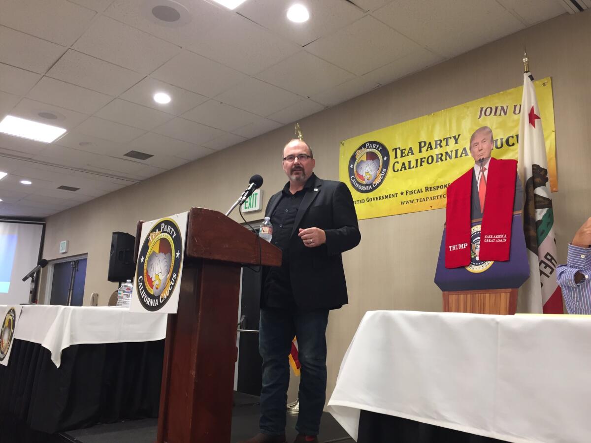 Tea Party member and former Assemblyman Tim Donnelly urges all Republicans to help unseat Republican Assembly Leader Chad Mayes because of his support for cap and trade.
