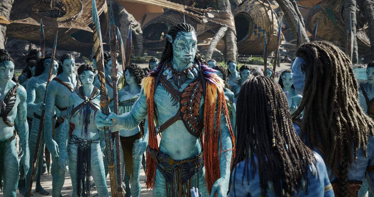 The tall, aqua-colored Metkayina clan of "Avatar: The Way of Water."