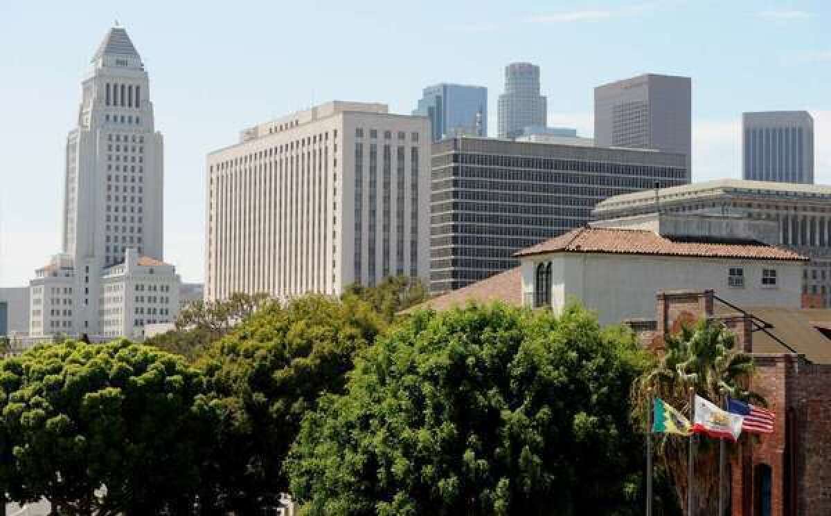 The federal courthouse in Los Angeles is the second building on the left.