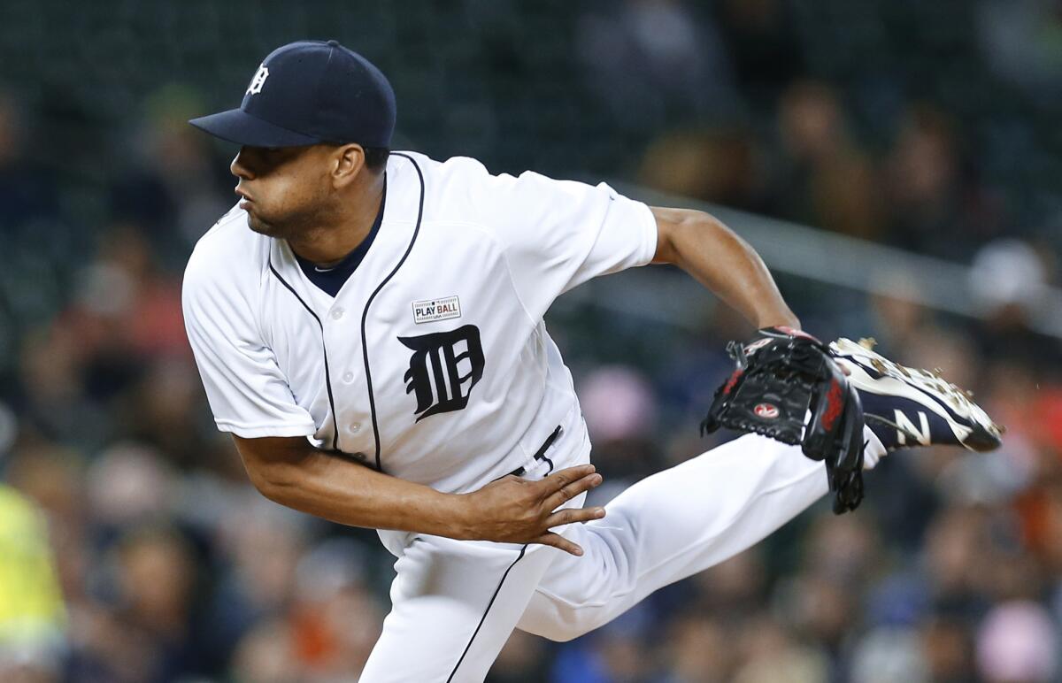 Detroit's Francisco Rodriguez pitches against Minnesota on May 16.