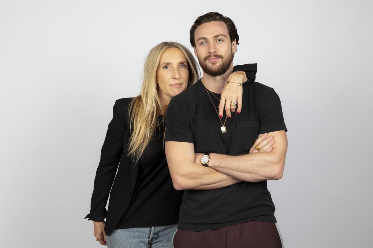 Director Sam Taylor-Johnson and actor Aaron Taylor-Johnson from "A Million Little Pieces."