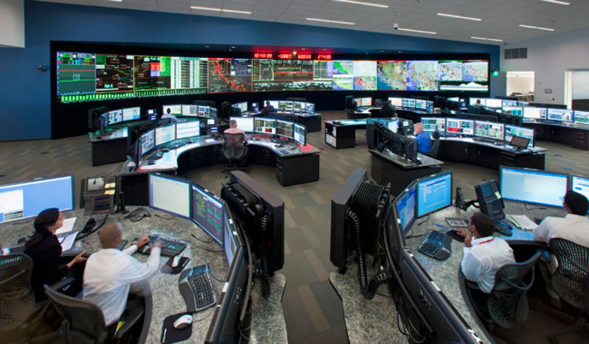The control room of the California Independent System Operator in Folsom.