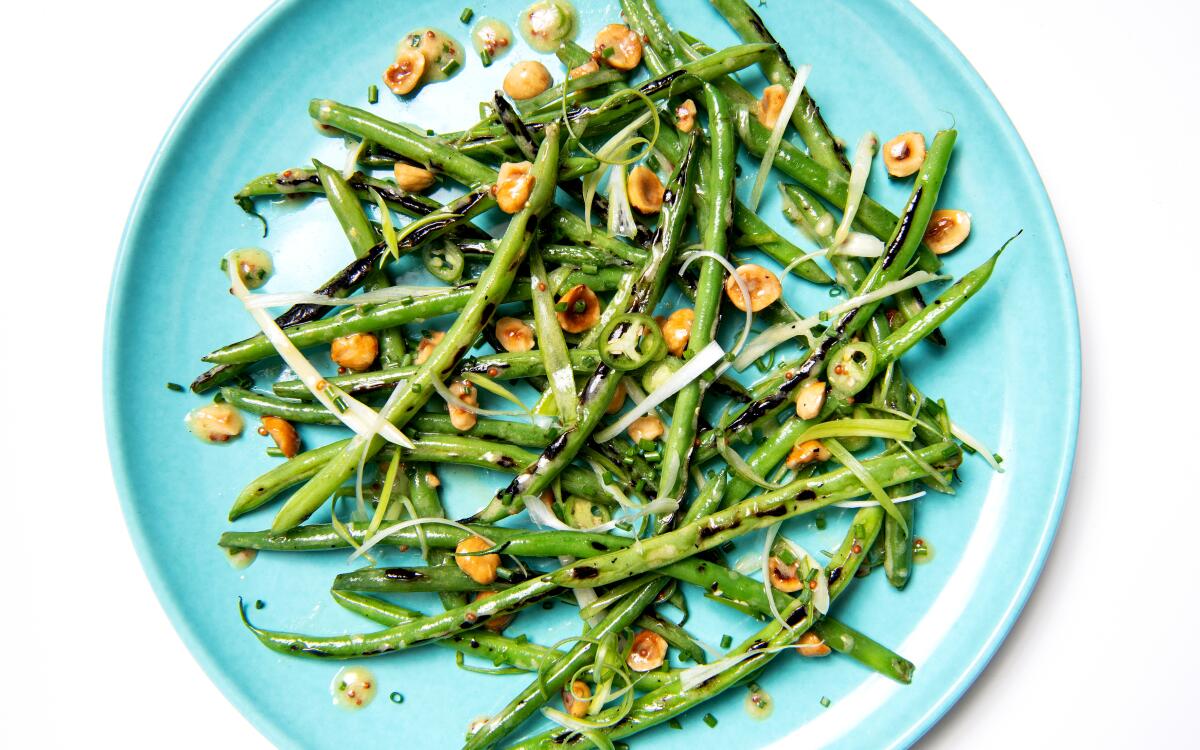 Charred Green Beans with Hazelnuts and Serrano Chile