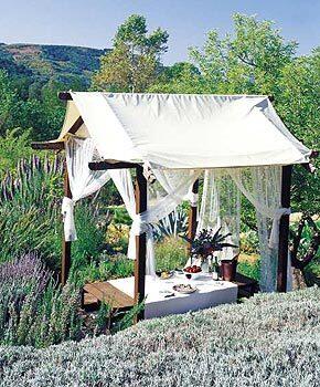 The Ojai Valley Inn & Spa uses its "T House" as an outdoor dining room, complete with gauze curtains.