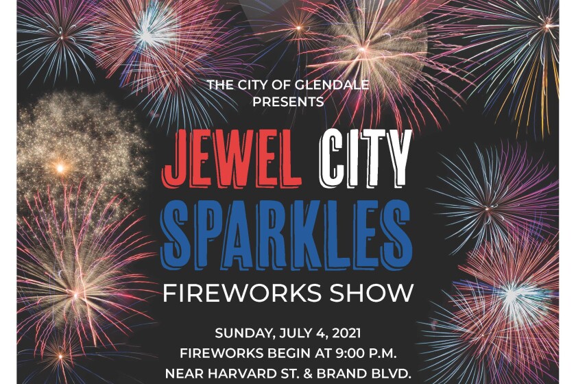 A flyer shows details of Glendale's fireworks event