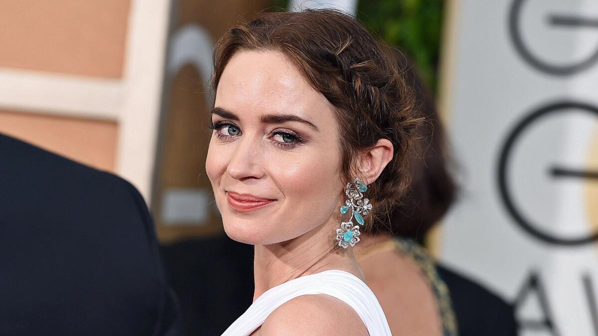 Emily Blunt arrives at the 72nd annual Golden Globe Awards at the Beverly Hilton Hotel on Sunday, Jan. 11, 2015, in Beverly Hills, Calif. (Photo by Jordan Strauss/Invision/AP)