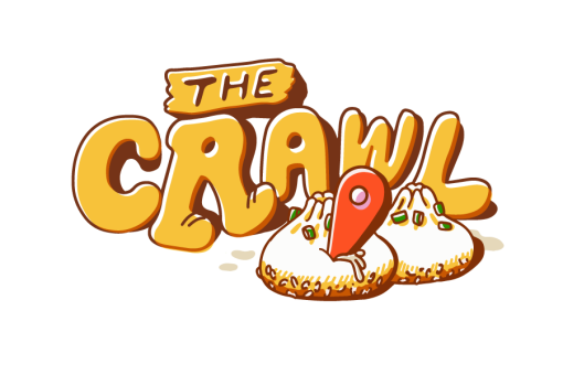 Illustration of Dumplings with logo of 'the Crawl'