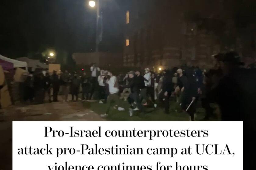 Pro-Israel counterprotesters attack pro-Palestinian camp at UCLA; violence continues for hours