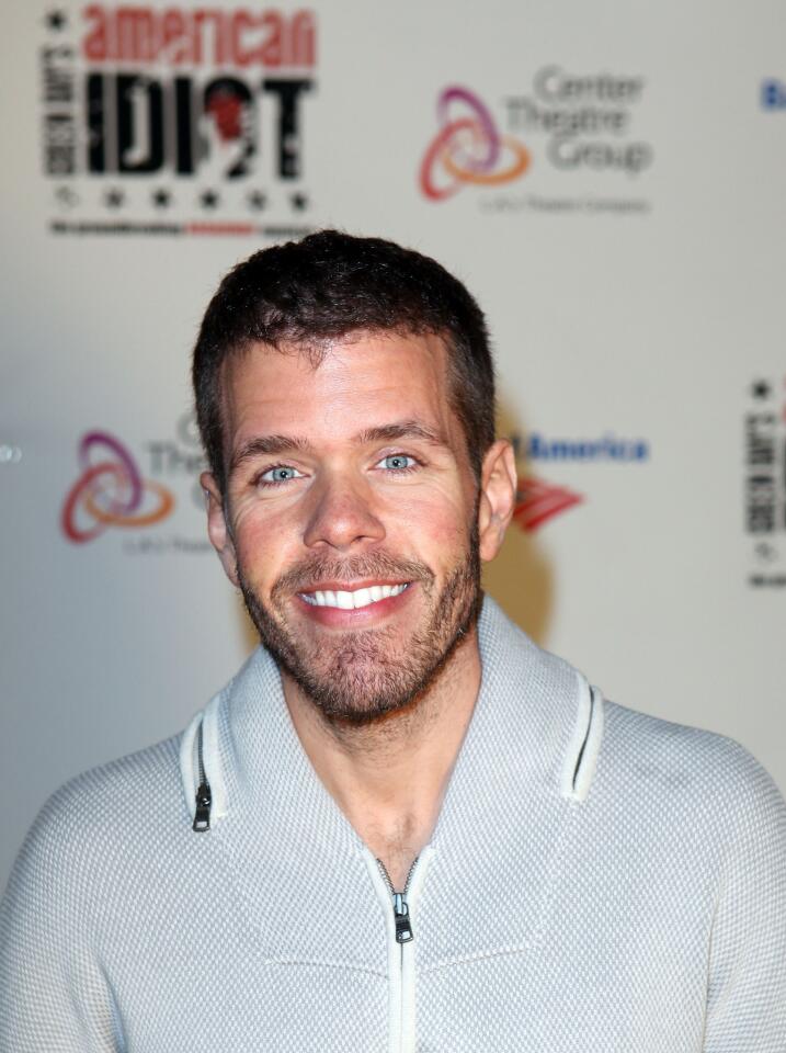 Blogger Perez Hilton at the L.A. opening of "American Idiot."