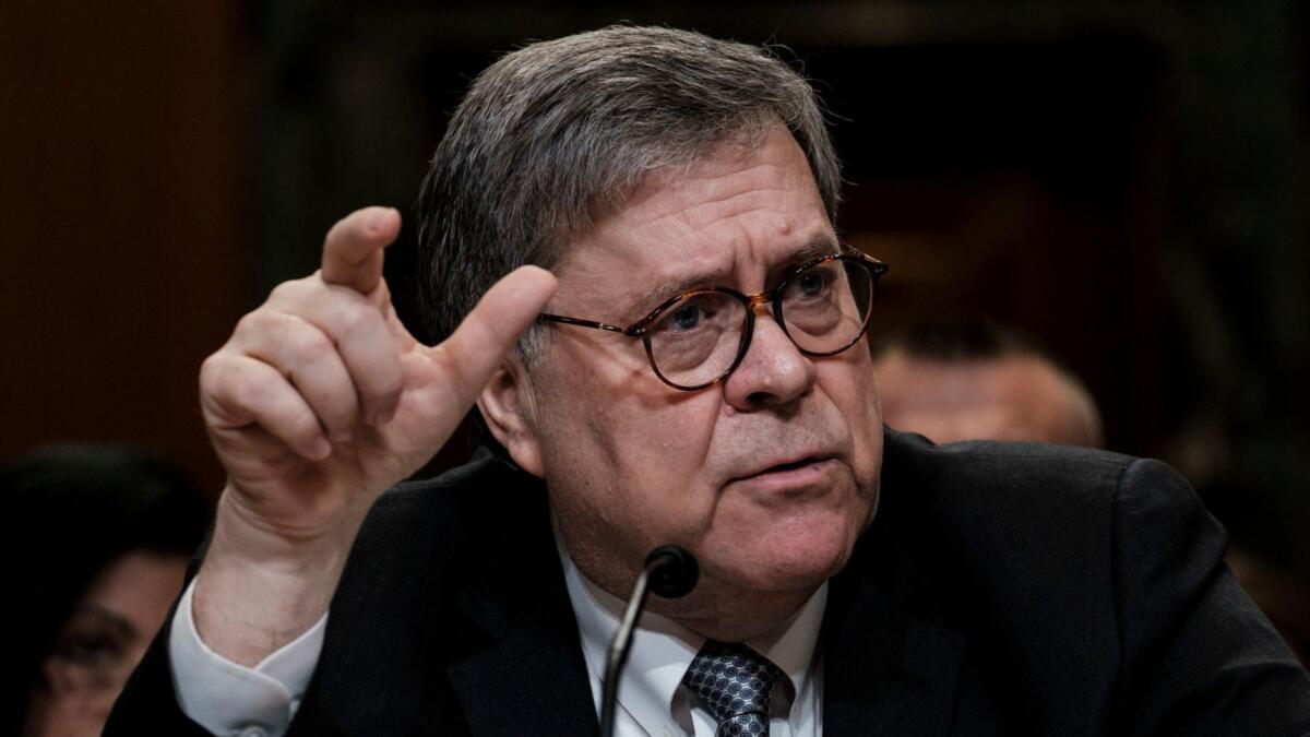 Atty. Gen. William Barr testifies before the Senate Appropriations Committee on April 10.
