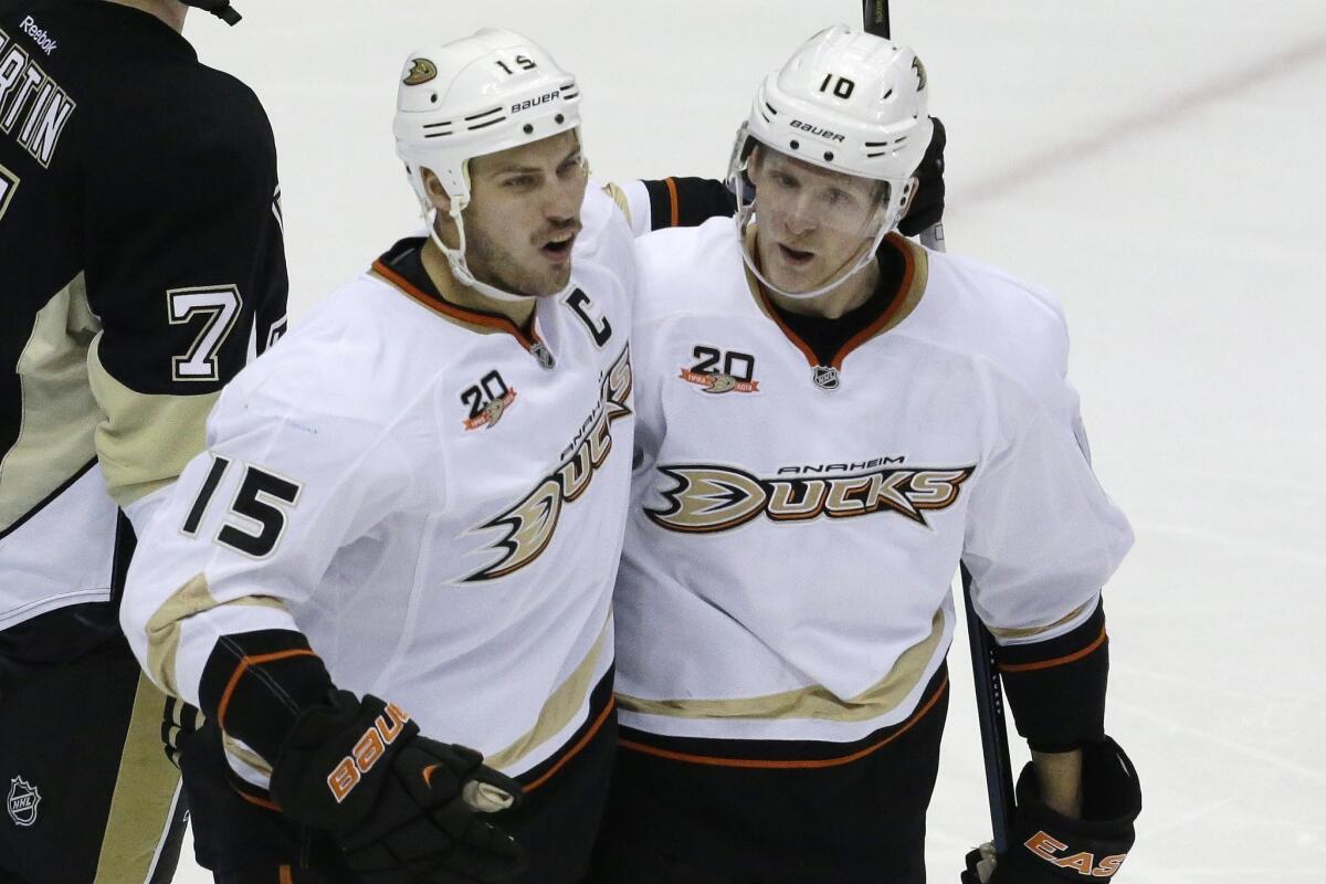 Ryan Getzlaf and Corey Perry have provided plenty of offense for the Ducks this season. Ducks Coach Bruce Boudreau wants to see more production from the veteran duo's teammates.