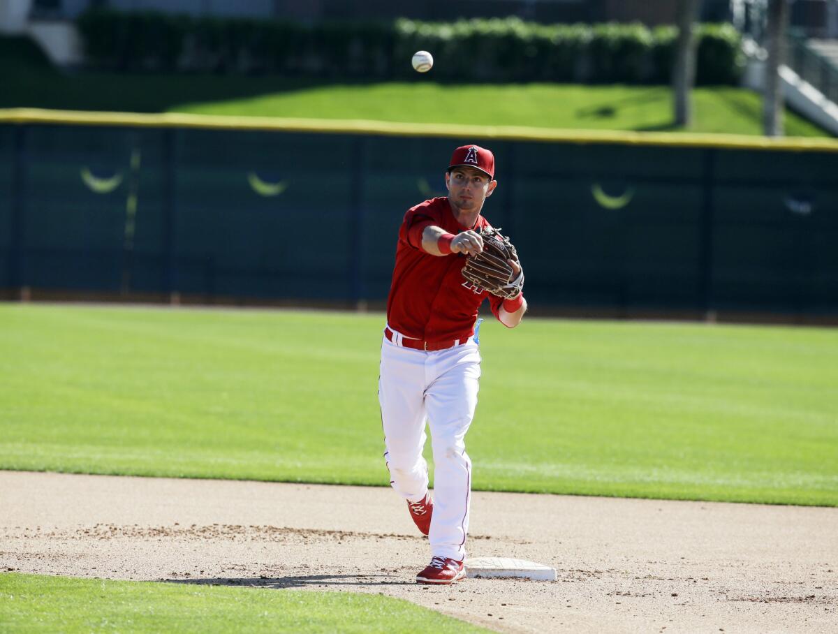 Johnny Giavotella appears to be the frontrunner for the Angels second base job after a solid spring thus far.
