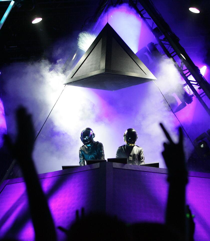 French duo Daft Punk performs at Coachella Valley Music and Arts Festival, Saturday night, April 29 2006.