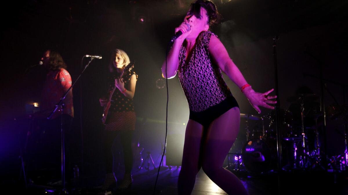 Kathleen Hanna, right, with the Julie Ruin in 2013 at the Echoplex.