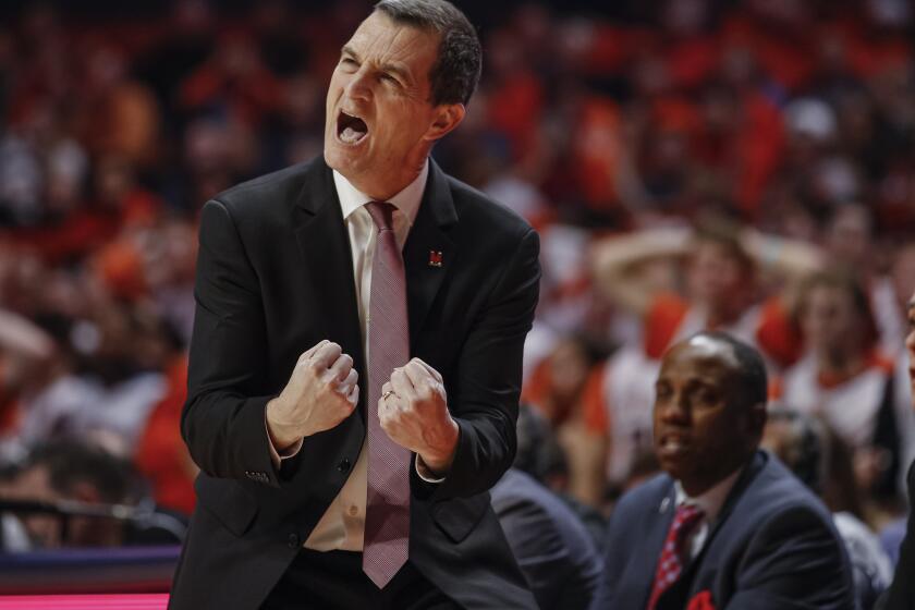 CHAMPAIGN, IL - FEBRUARY 07: Head coach Mark Sturgeon of the Maryland Terrapins reacts during the second half against the Illinois Fighting Illini at State Farm Center on February 7, 2020 in Champaign, Illinois. (Photo by Michael Hickey/Getty Images)