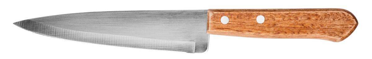 Steel knife with brown wooden handle