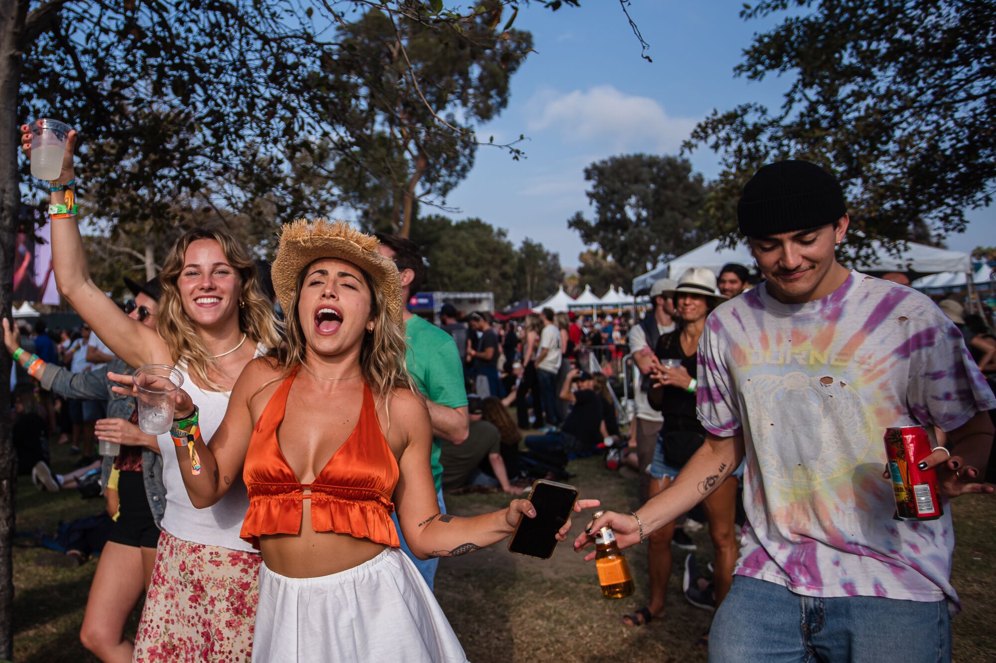 People dance during the Ohana Festival on September 25, 2021 in Dana Point, California.