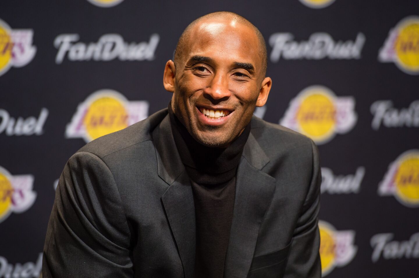 Kobe Bryant speaks at a news conference before a game against the Cavaliers in Cleveland on Thursday.