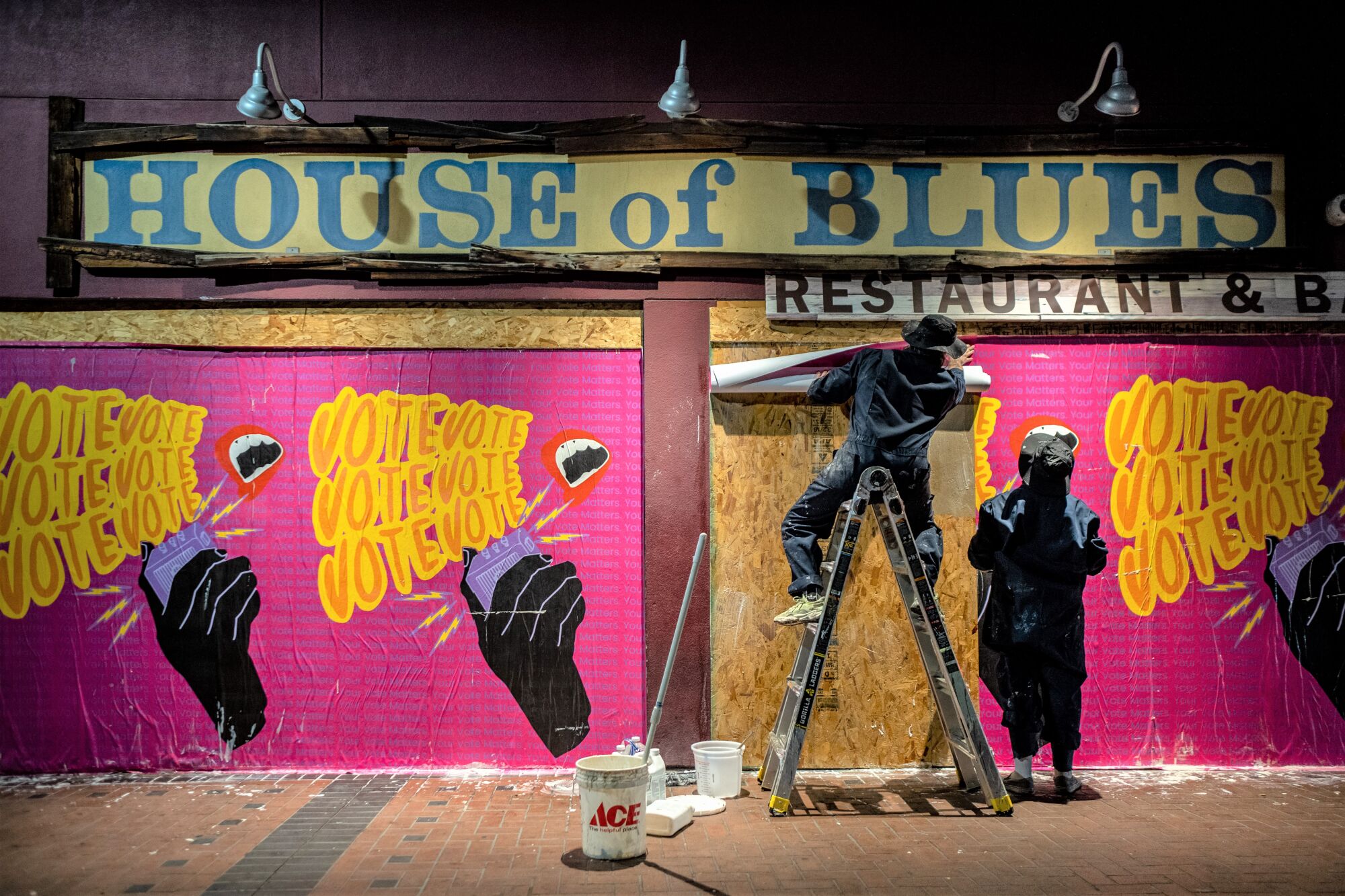 This mural by artist Jamilla Okubo, of Washington, D.C., was added to the House of Blues to get out the 2020 vote.