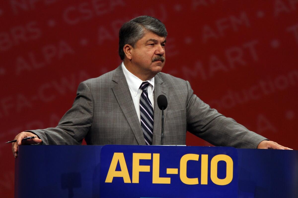 The union membership rate in the U.S. held steady at 11.3% in 2013. Above, Richard Trumka speaks at the AFL-CIO, the country's largest labor federation, at its Los Angeles convention in September.