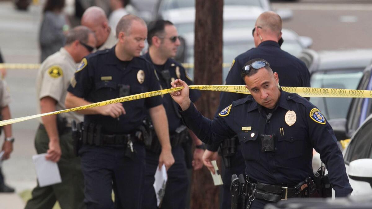 San Diego Police officers and Sheriff deputies responded to a shooting on Friday morning.