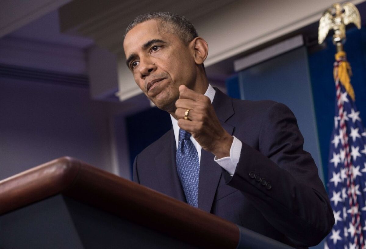 President Obama is seen during a news conference on Aug. 1 in which he admitted that the U.S. "tortured some folks."
