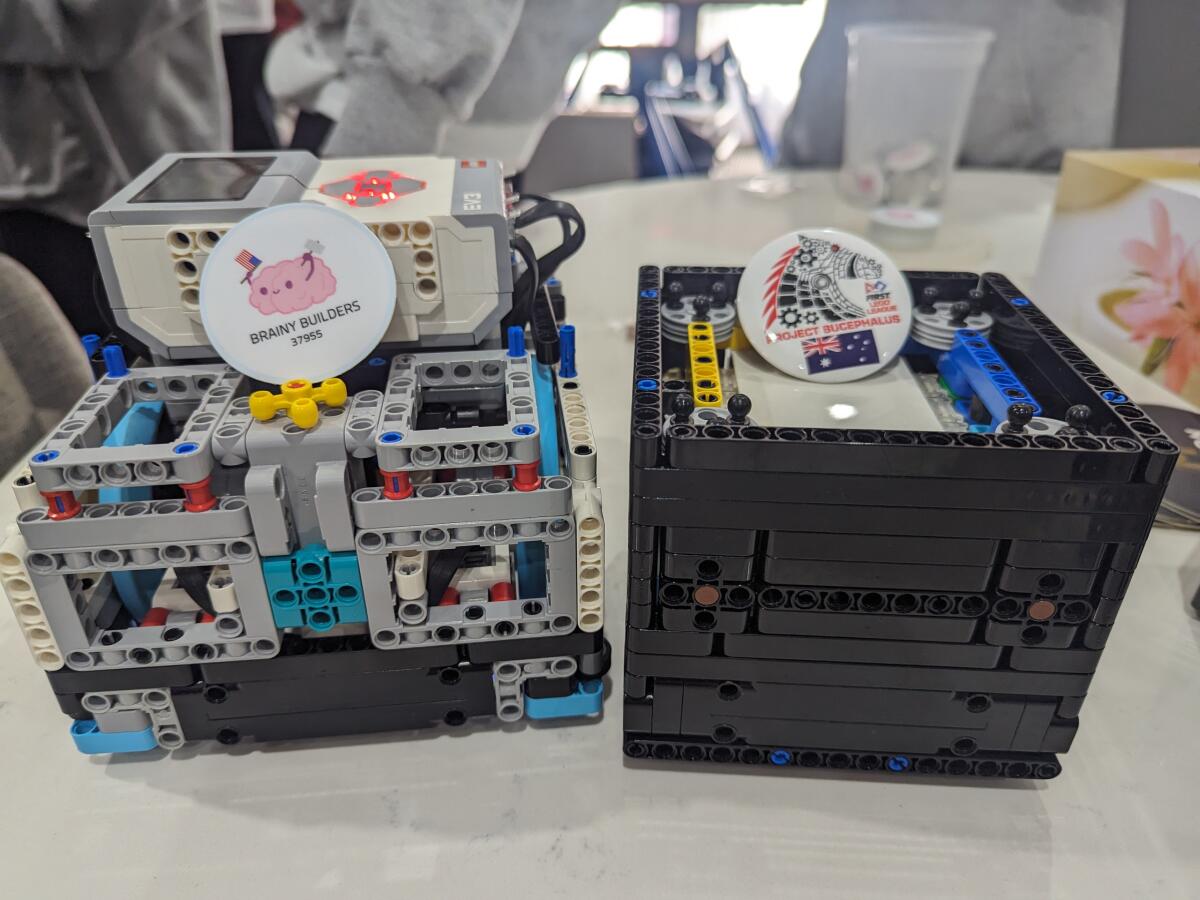 Comparing robots with a team from Australia.
