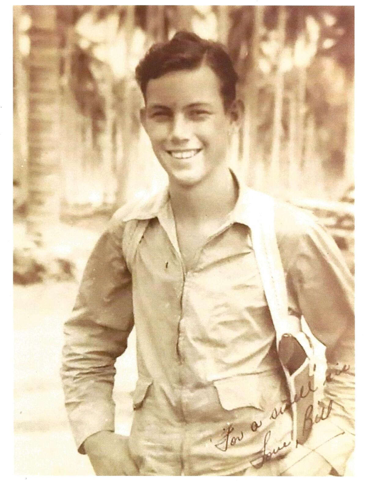 Billy Hall at Guadalcanal, circa age 16, during World War II.