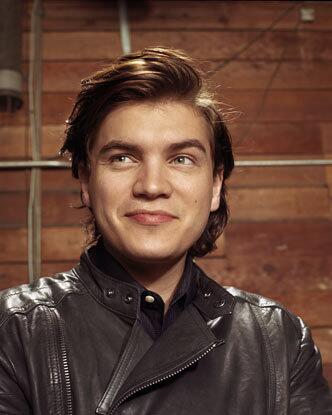 Emile Hirsch wearing a Juicy Couture gray leather motorcycle jacket, $798, at Saks Fifth Avenue, Beverly Hills.