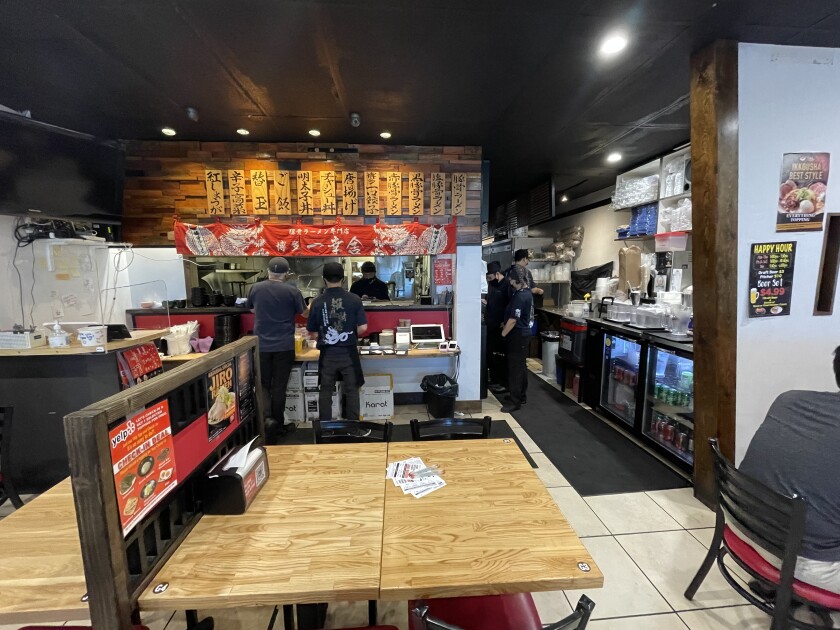 Inside Hakata Ikkousha on Bristol Street in Costa Mesa.