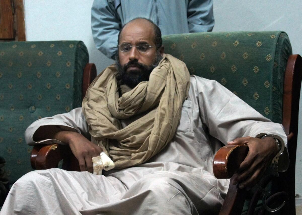 Seif Islam Kadafi on Nov. 19, 2011, after his capture by revolutionary fighters in Zintan, Libya.