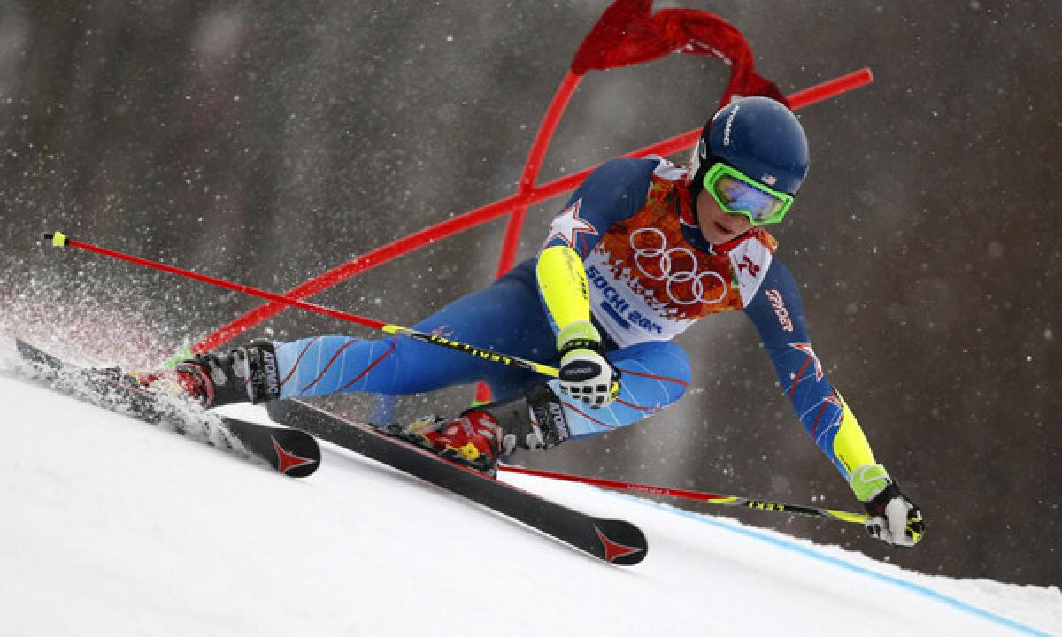 Mikaela Shiffrin competes in the giant slalom at the Winter Olympic Games in Sochi, Russia, on Tuesday. The American teenager finished fifth in the event.