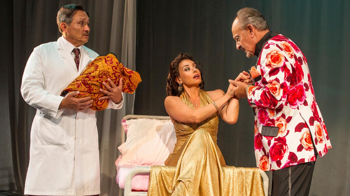 A scene from the play "Destiny of Desire," inspired by telenovelas.