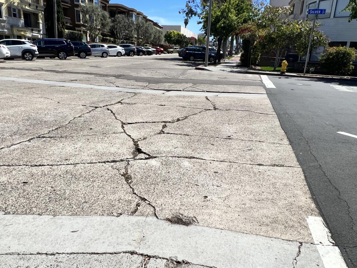 Cracked streets in La Jolla