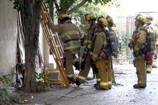 Firefighters at scene of explosion at apartment building in Van Nuys on Saturday, March 16, 2024.