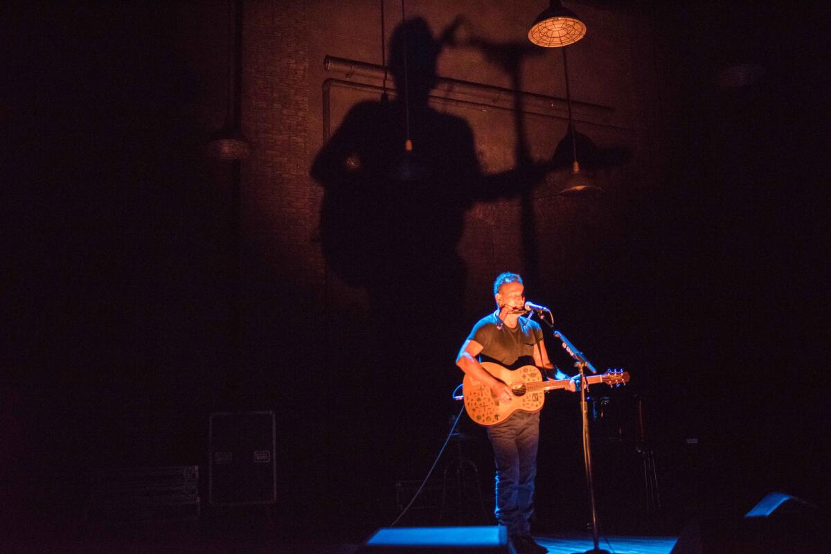 "Springsteen on Broadway," with a set by Heather Wolensky and lighting by Natasha Katz.