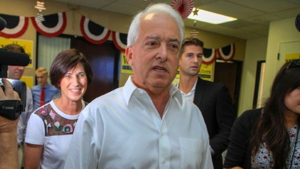 Republican gubernatorial candidate John Cox delivers a pizza lunch to Rep.Mimi Walters campaign headquarters in Newport Beach on Election Day, Tuesday November 6, 2018.