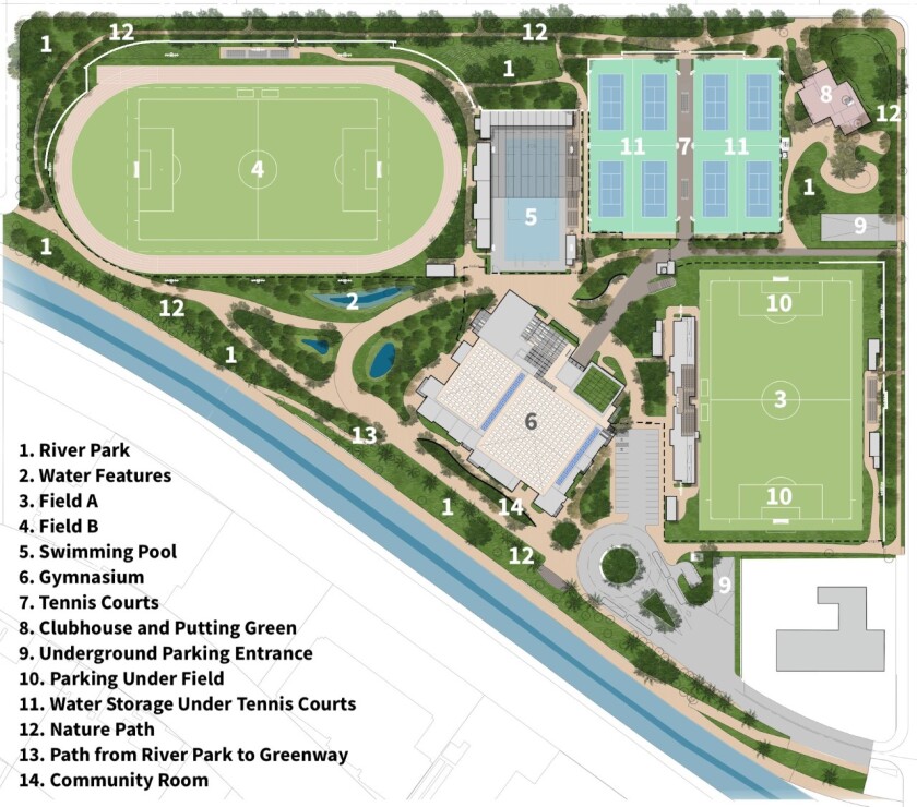 The plan from Harvard-Westlake to turn Weddington Golf & Tennis land into an athletics complex.