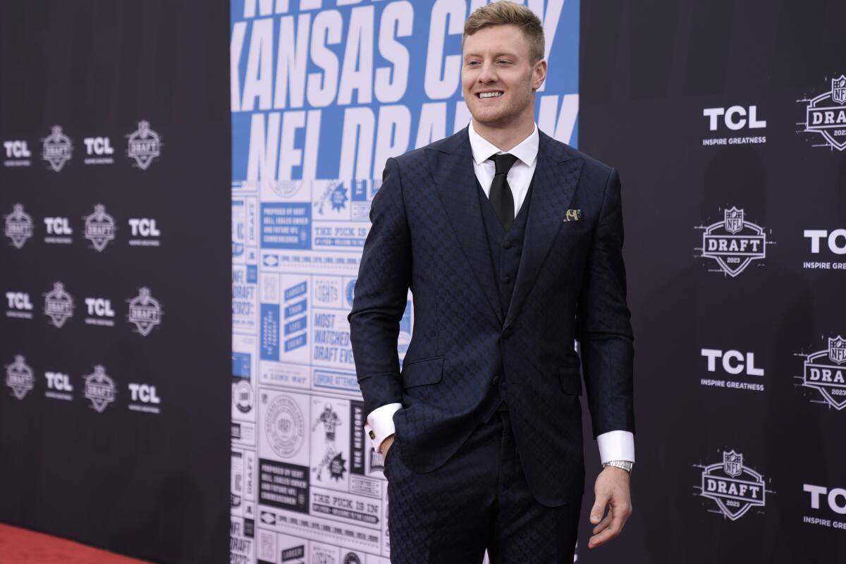 Kentucky quarterback Will Levis arrives on the red carpet before the first round of the NFL draft Thursday.